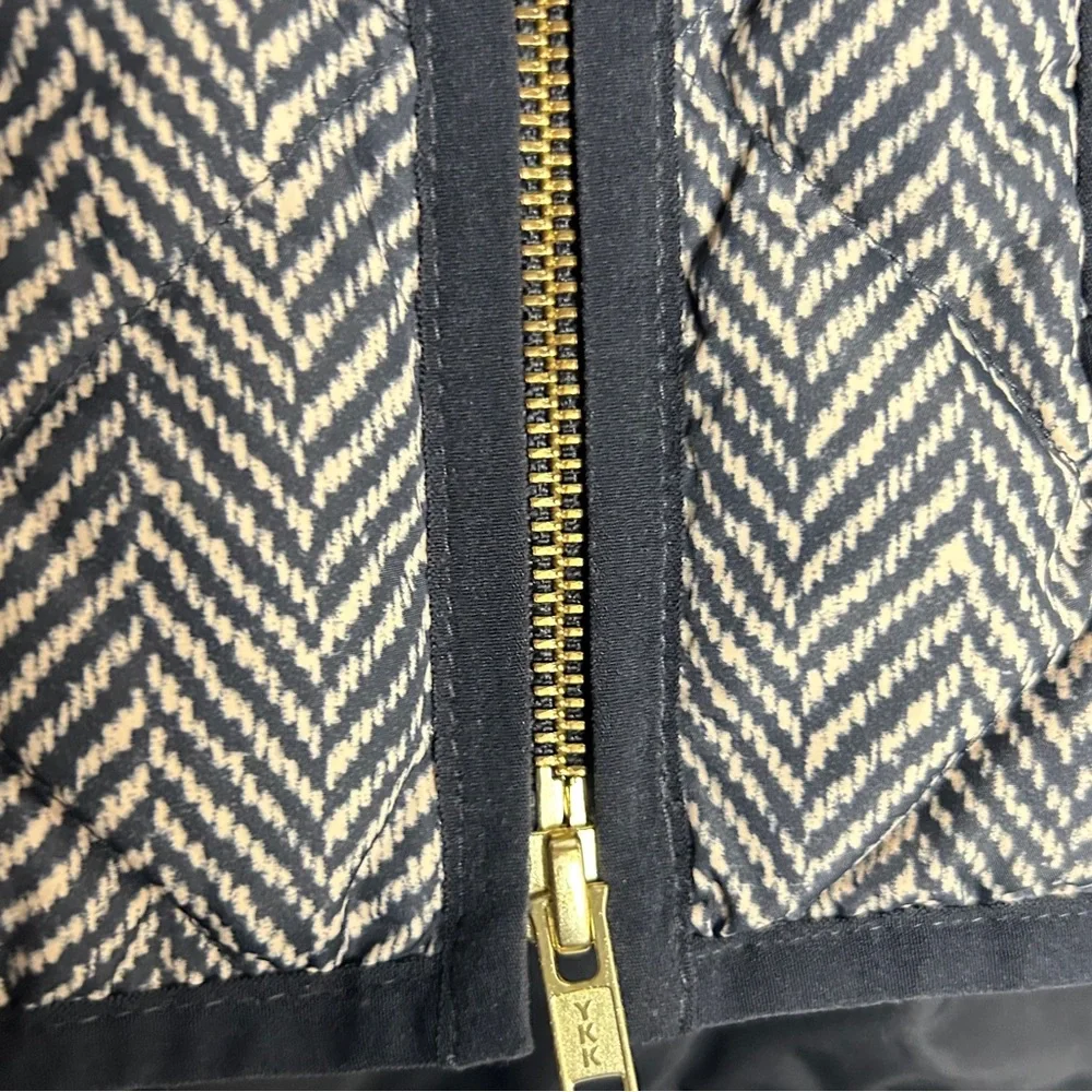J. Crew Quilted Herringbone Excursion Vest Black Tan Women’s Puffer Size M